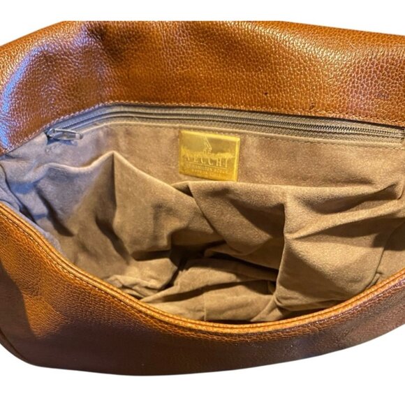 DE VECCHI HAMILTON LOGE CARMEL LEATHER SADDLE BAG GOLD HARDWARE - Picture 4 of 5